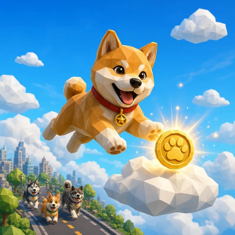 Shiba jumping over the clouds