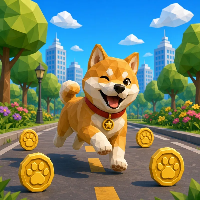 Shiba running through a park