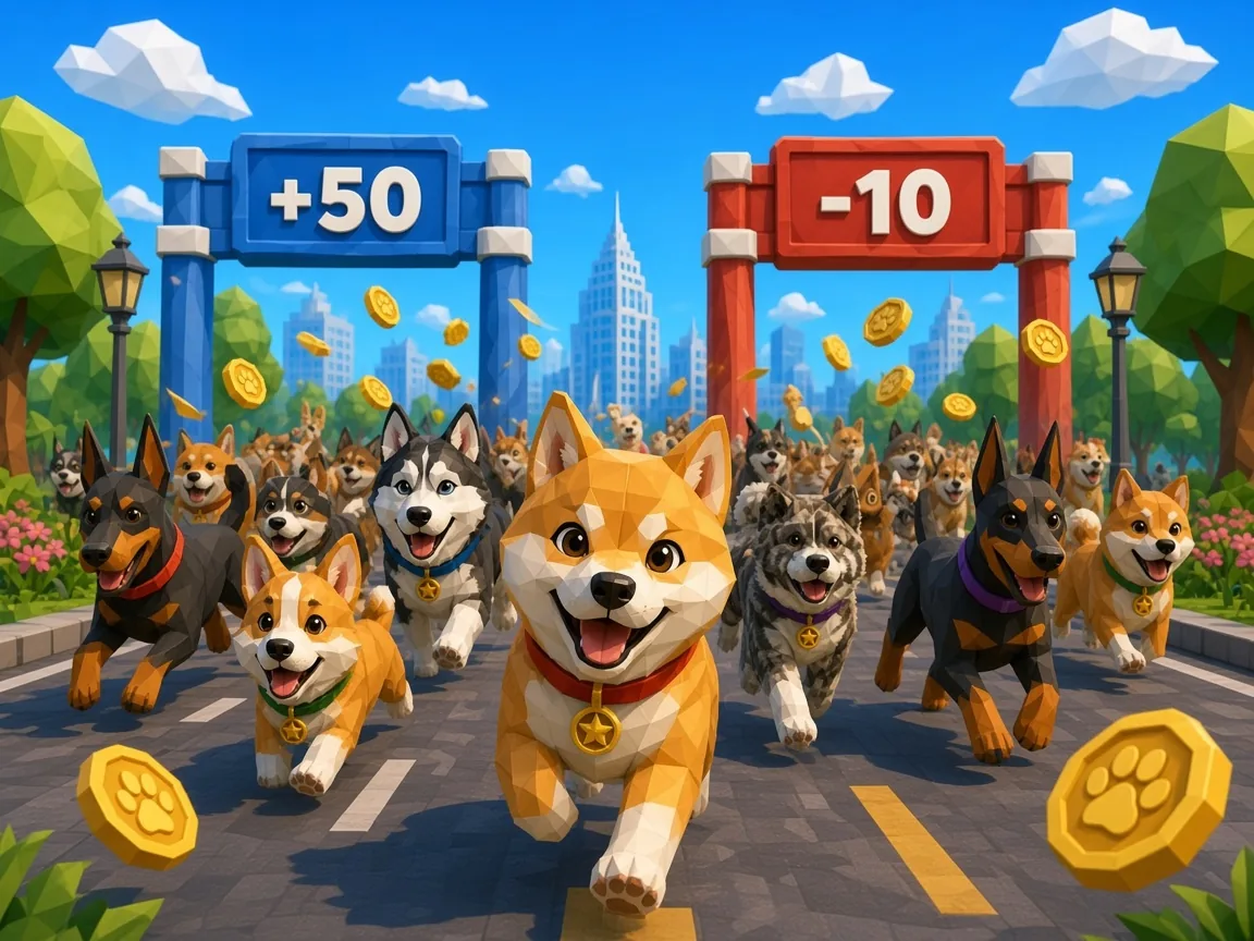 Top Dog: a shiba leads the pack through +50 and -10 gates